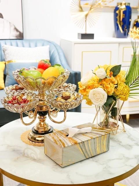 Rotatable Glass Fruit Basket Multilayer Decor