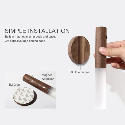 "Intelligent Sensor Rechargeable Induction Light Wooden Look